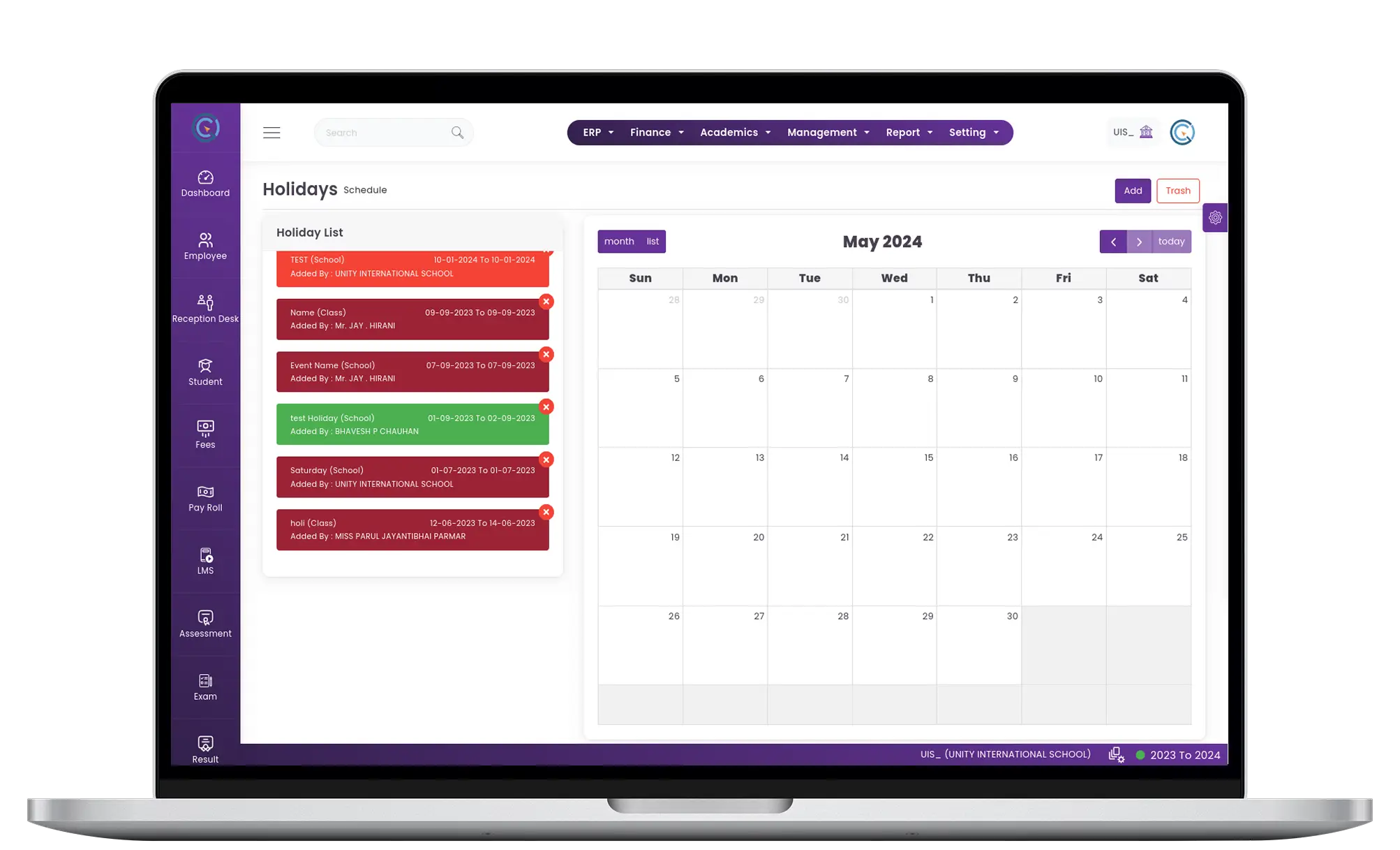 School Holiday Calendar Module